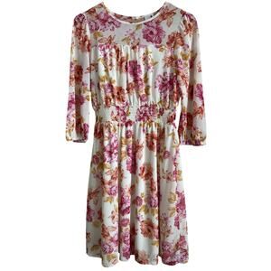 Luna Floral‎ Smocked Waist Dress -Lined - Medium - EUC
